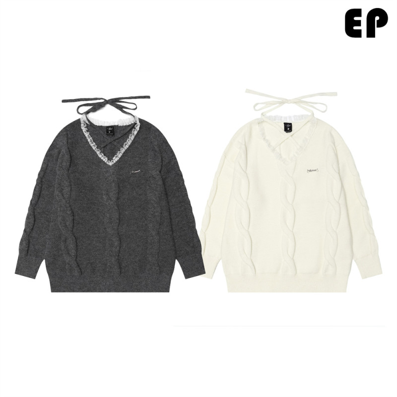 Women Knitted Sweater Pullover Pullover Cardigan Ripped Top