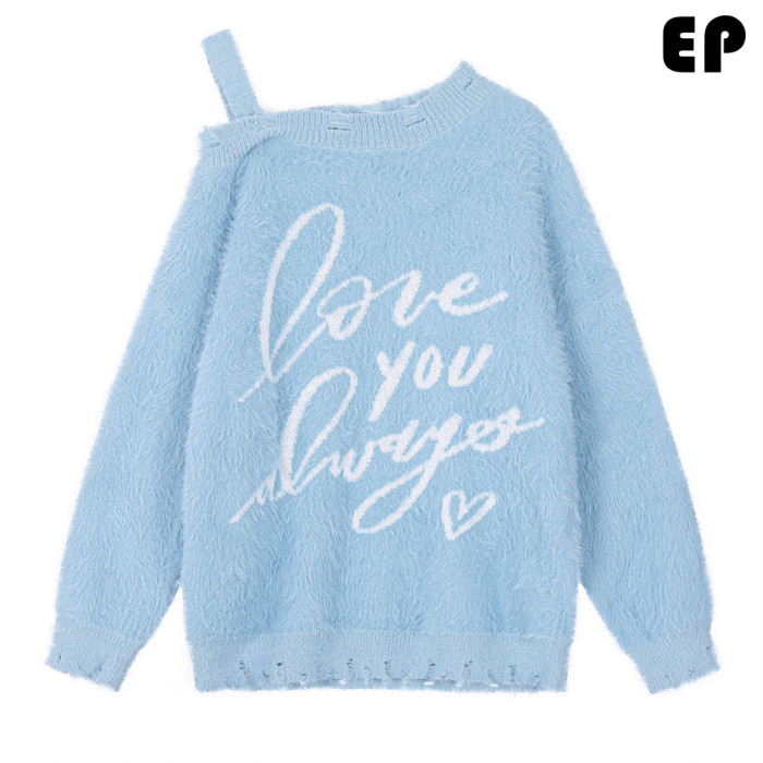 Women Knitted Sweater Pullover Pullover Cardigan Ripped Top