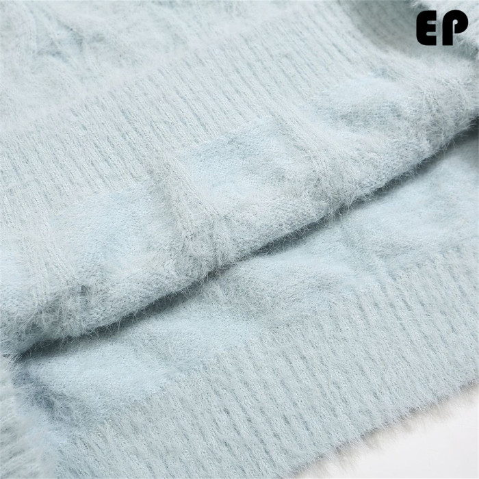 Women Knitted Sweater Pullover Pullover Cardigan Ripped Top