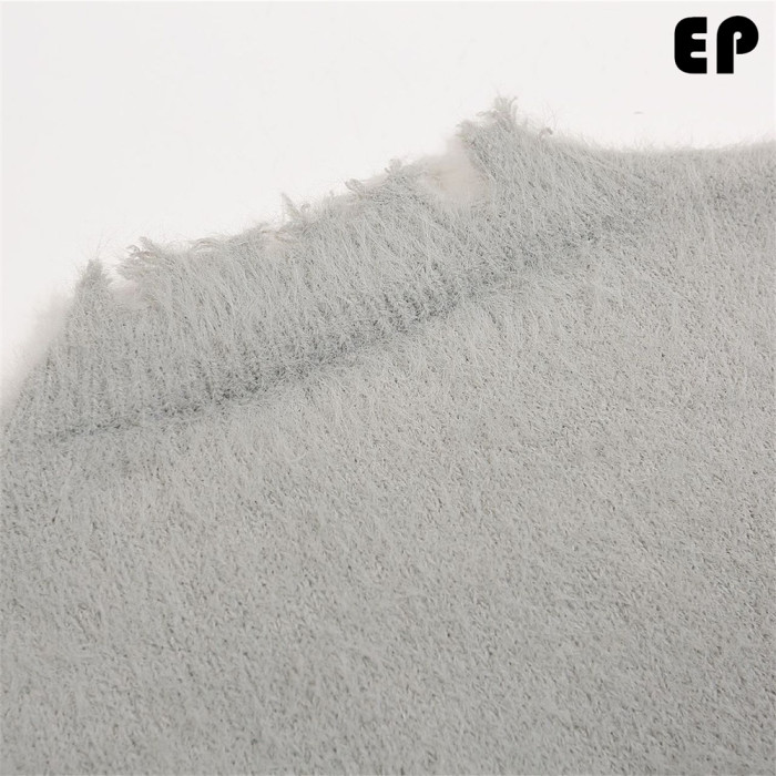 Women Knitted Sweater Pullover Pullover Cardigan Ripped Top