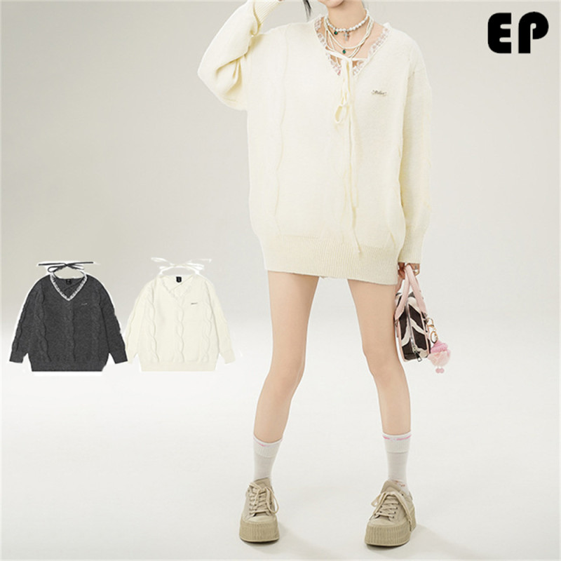 Women Knitted Sweater Pullover Pullover Cardigan Ripped Top