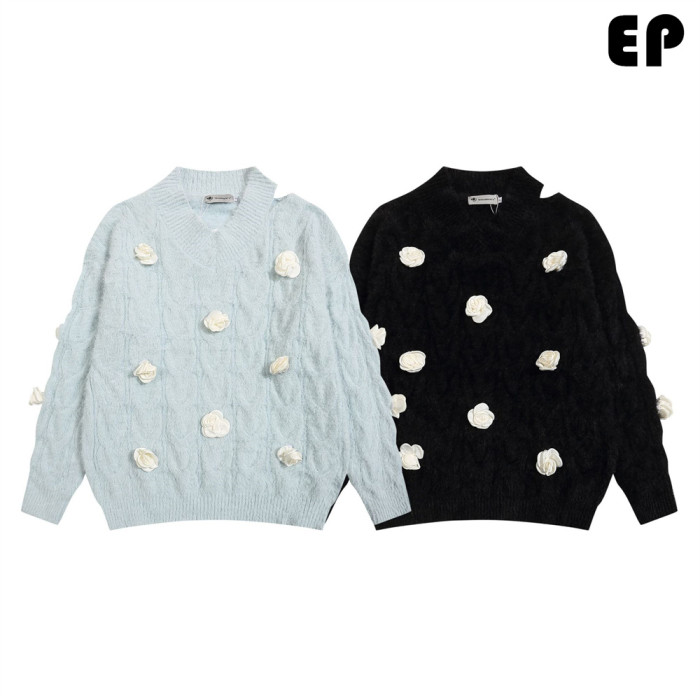 Women Knitted Sweater Pullover Pullover Cardigan Ripped Top