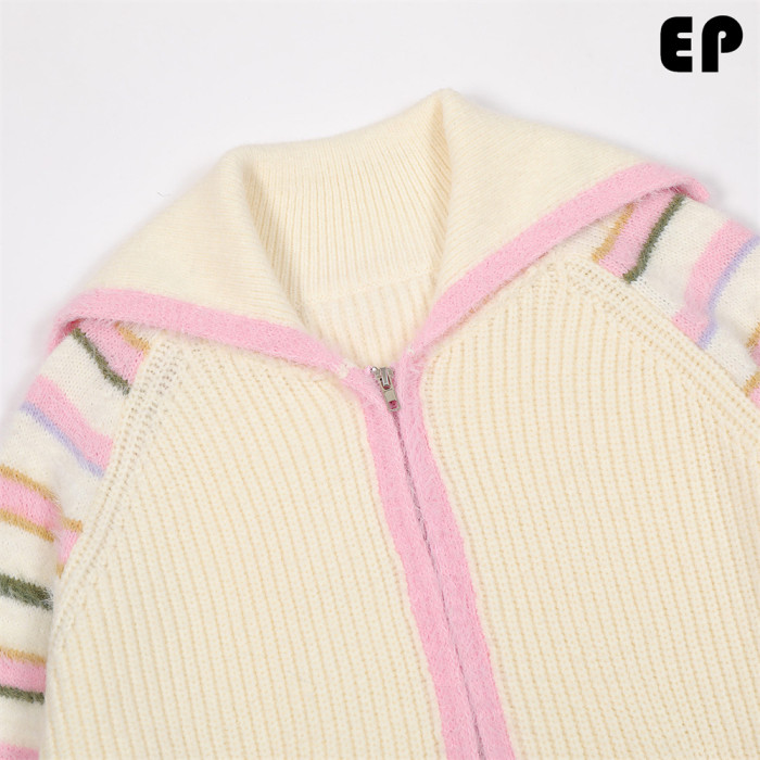 Women Knitted Sweater Pullover Pullover Cardigan Ripped Top