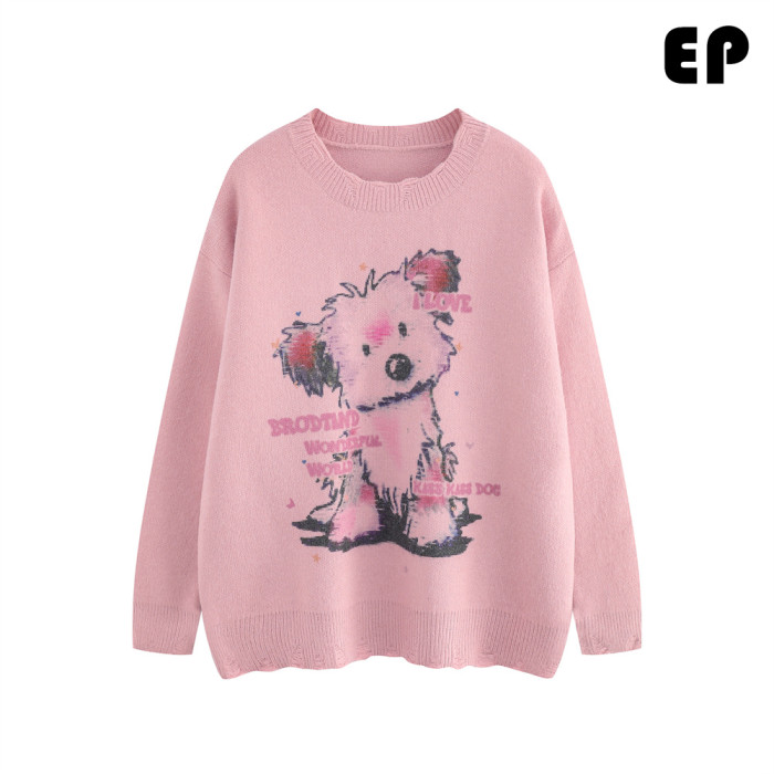 Women Knitted Sweater Pullover Pullover Cardigan Ripped Top