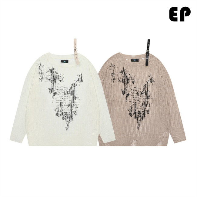 Women Knitted Sweater Pullover Pullover Cardigan Ripped Top