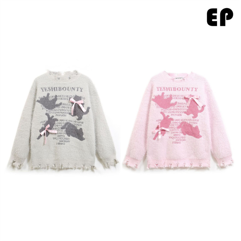 Women Knitted Sweater Pullover Pullover Cardigan Ripped Top