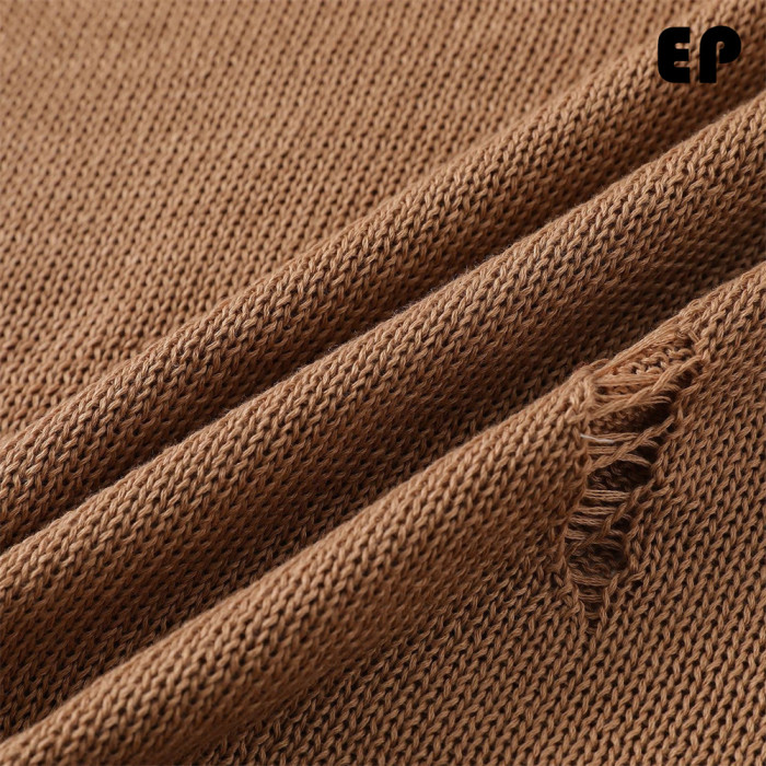 Women Knitted Sweater Pullover Pullover Cardigan Ripped Top