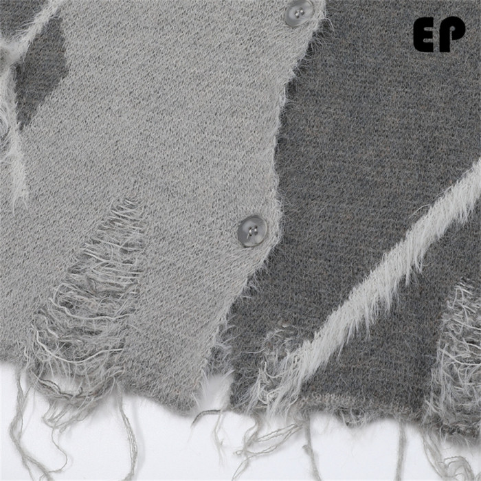 Women Knitted Sweater Pullover Pullover Cardigan Ripped Top