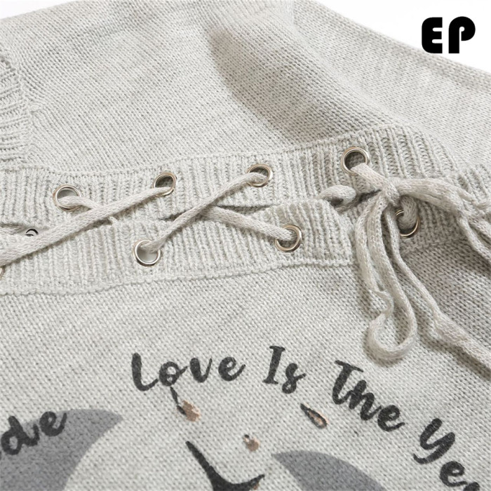 Women Knitted Sweater Pullover Pullover Cardigan Ripped Top