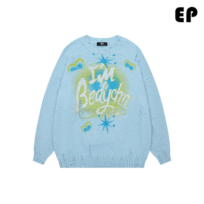 Women Knitted Sweater Pullover Pullover Cardigan Ripped Top