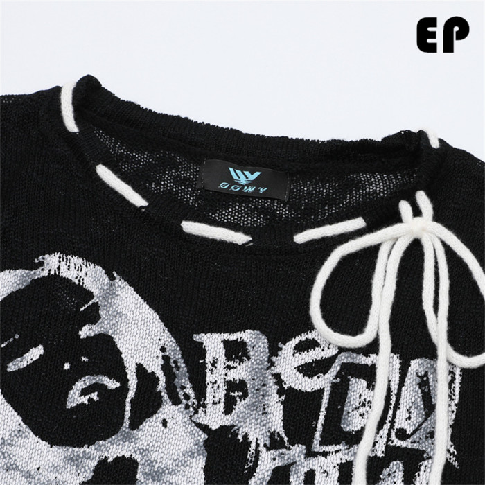 Women Knitted Sweater Pullover Pullover Cardigan Ripped Top