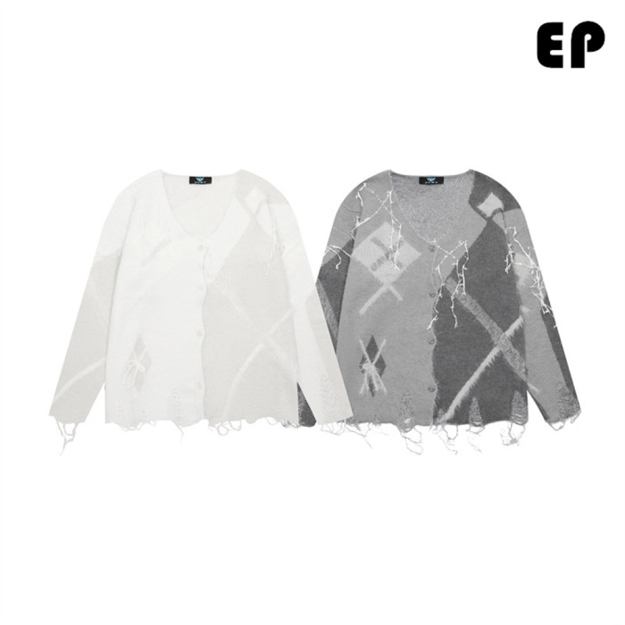 Women Knitted Sweater Pullover Pullover Cardigan Ripped Top