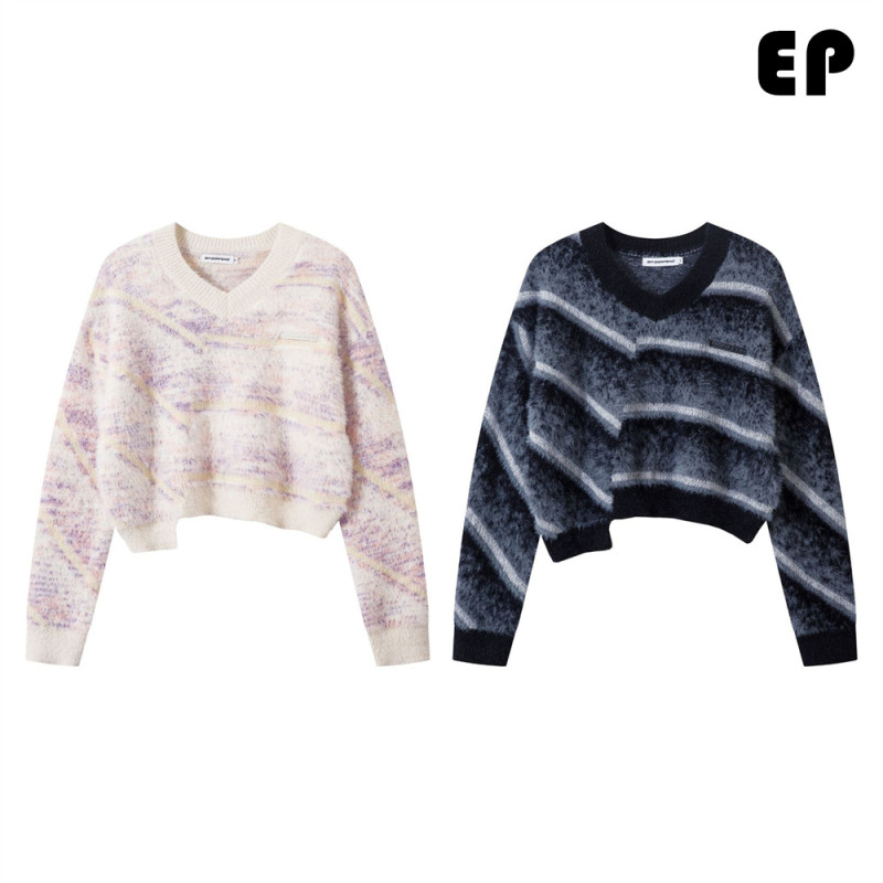 Women Knitted Sweater Pullover Pullover Cardigan Ripped Top