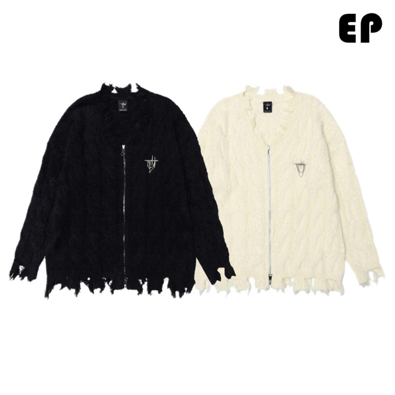 Women Knitted Sweater Pullover Pullover Cardigan Ripped Top