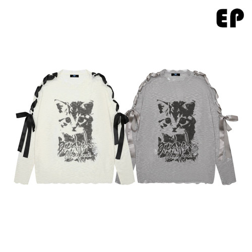 Women Knitted Sweater Pullover Pullover Cardigan Ripped Top