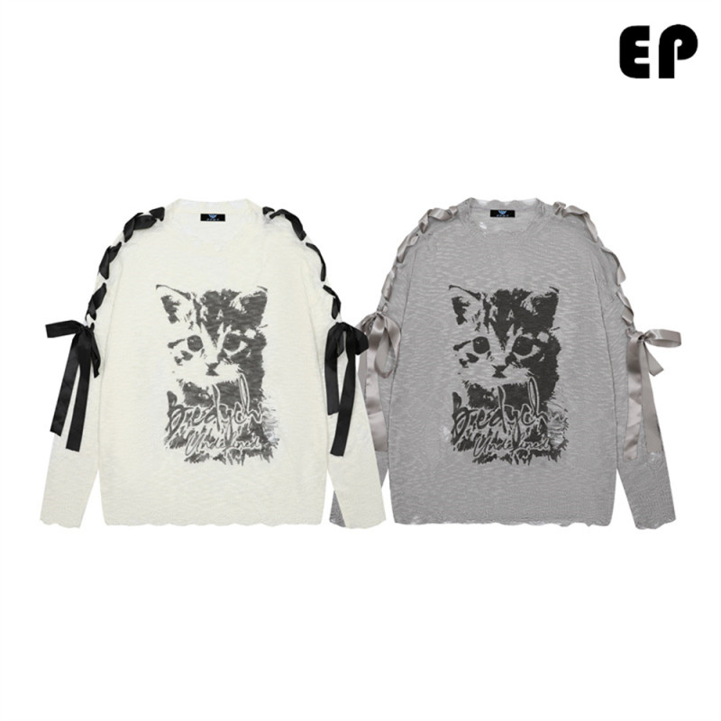 Women Knitted Sweater Pullover Pullover Cardigan Ripped Top