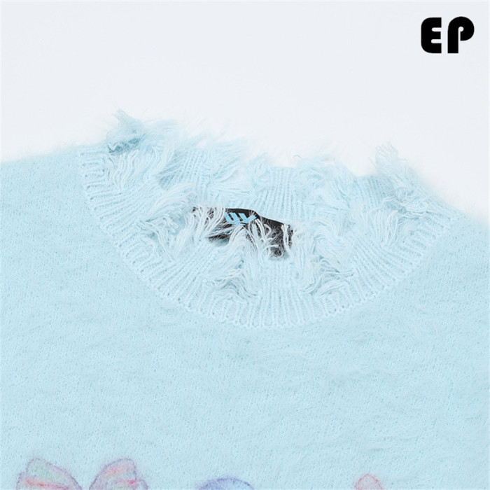 Women Knitted Sweater Pullover Pullover Cardigan Ripped Top