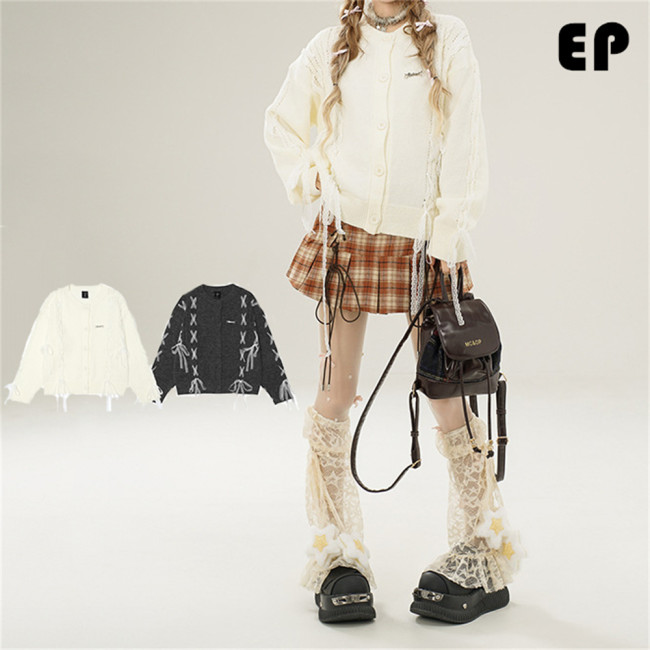 Women Knitted Sweater Pullover Pullover Cardigan Ripped Top