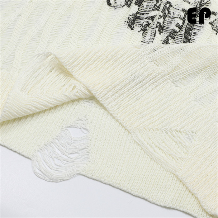 Women Knitted Sweater Pullover Pullover Cardigan Ripped Top