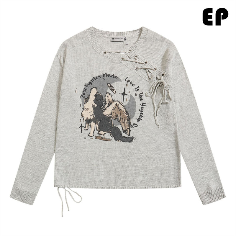 Women Knitted Sweater Pullover Pullover Cardigan Ripped Top