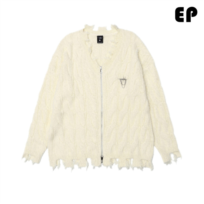 Women Knitted Sweater Pullover Pullover Cardigan Ripped Top