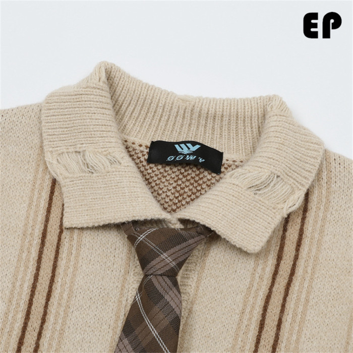 Women Knitted Sweater Pullover Pullover Cardigan Ripped Top