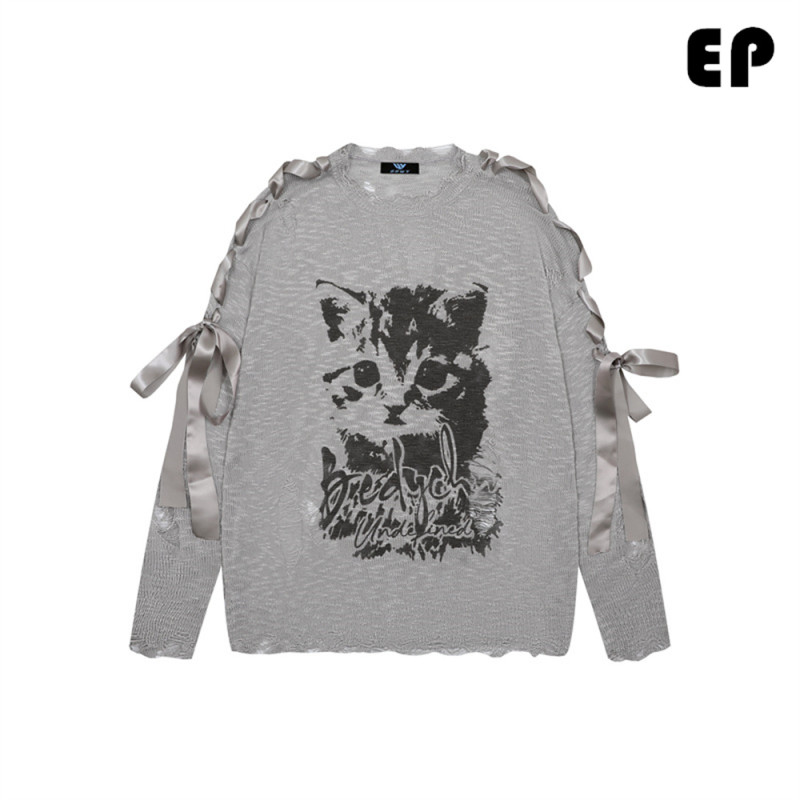 Women Knitted Sweater Pullover Pullover Cardigan Ripped Top