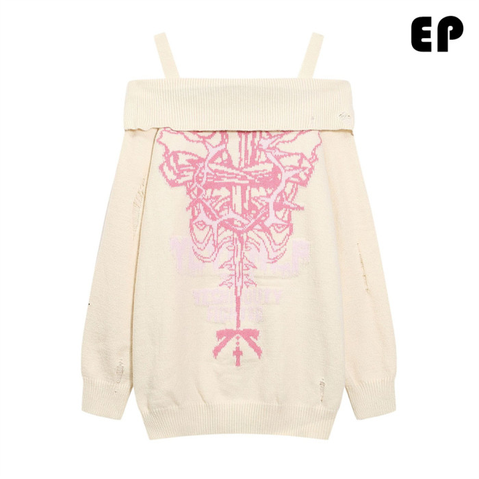 Women Knitted Sweater Pullover Pullover Cardigan Ripped Top