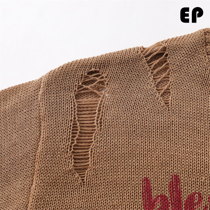 Women Knitted Sweater Pullover Pullover Cardigan Ripped Top