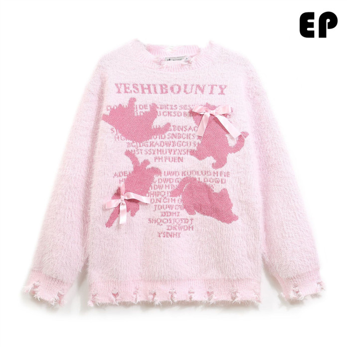 Women Knitted Sweater Pullover Pullover Cardigan Ripped Top