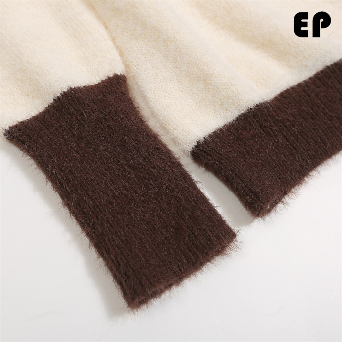 Women Knitted Sweater Pullover Pullover Cardigan Ripped Top