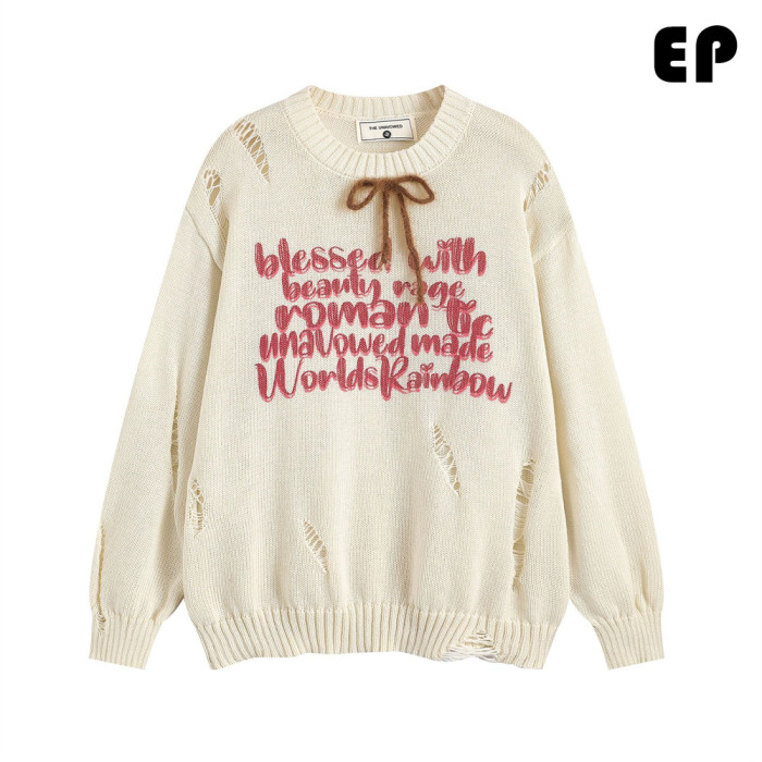 Women Knitted Sweater Pullover Pullover Cardigan Ripped Top