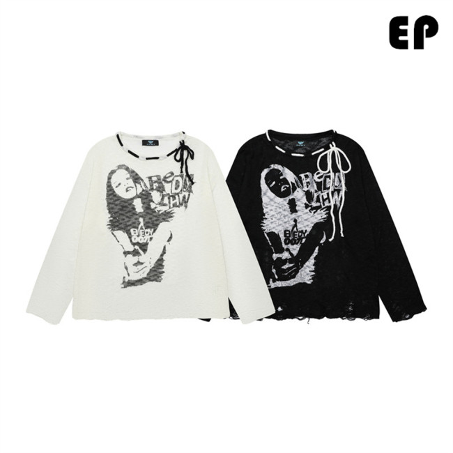 Women Knitted Sweater Pullover Pullover Cardigan Ripped Top