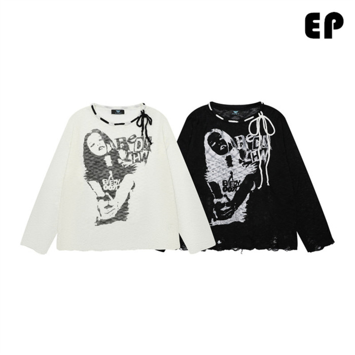 Women Knitted Sweater Pullover Pullover Cardigan Ripped Top