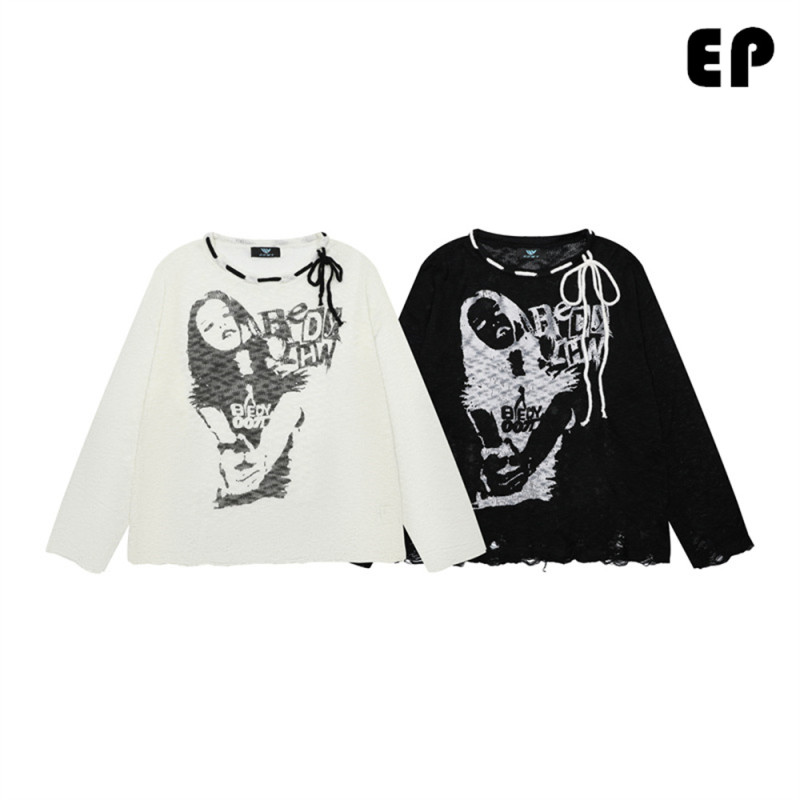 Women Knitted Sweater Pullover Pullover Cardigan Ripped Top