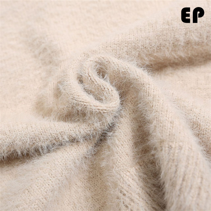 Women Knitted Sweater Pullover Pullover Cardigan Ripped Top