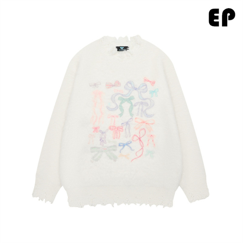 Women Knitted Sweater Pullover Pullover Cardigan Ripped Top