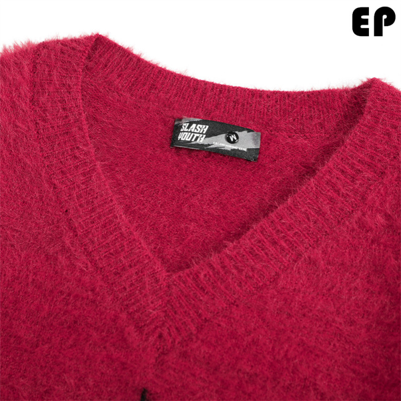 Women Knitted Sweater Pullover Pullover Cardigan Ripped Top