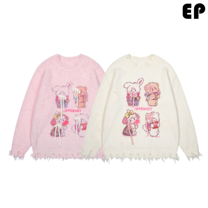 Women Knitted Sweater Pullover Pullover Cardigan Ripped Top