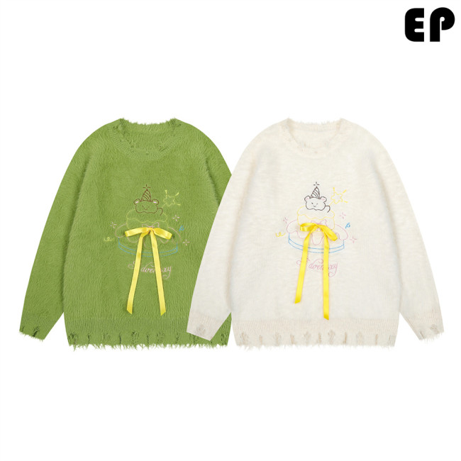 Women Knitted Sweater Pullover Pullover Cardigan Ripped Top