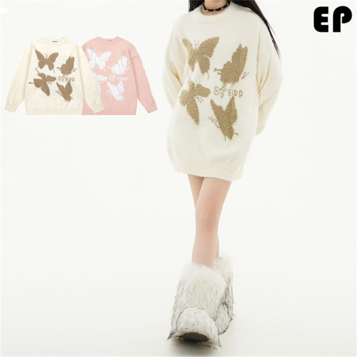 Women Knitted Sweater Pullover Pullover Cardigan Ripped Top