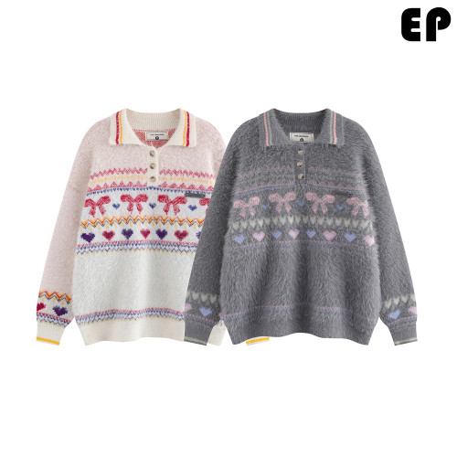 Women Knitted Sweater Pullover Pullover Cardigan Ripped Top