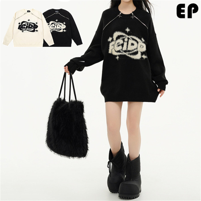 Women Knitted Sweater Pullover Pullover Cardigan Ripped Top