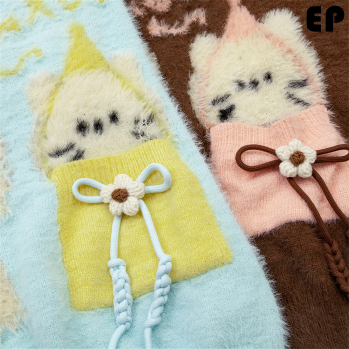 Women Knitted Sweater Pullover Pullover Cardigan Ripped Top