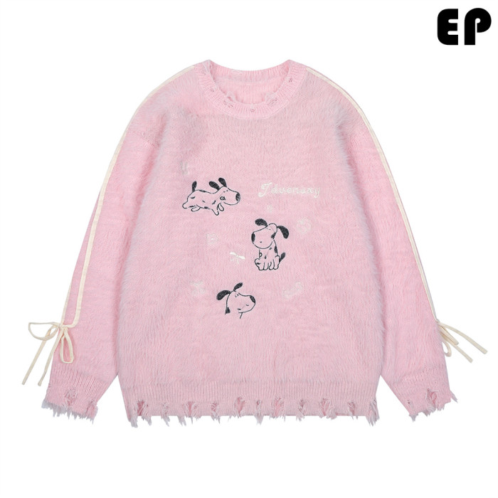 Women Knitted Sweater Pullover Pullover Cardigan Ripped Top