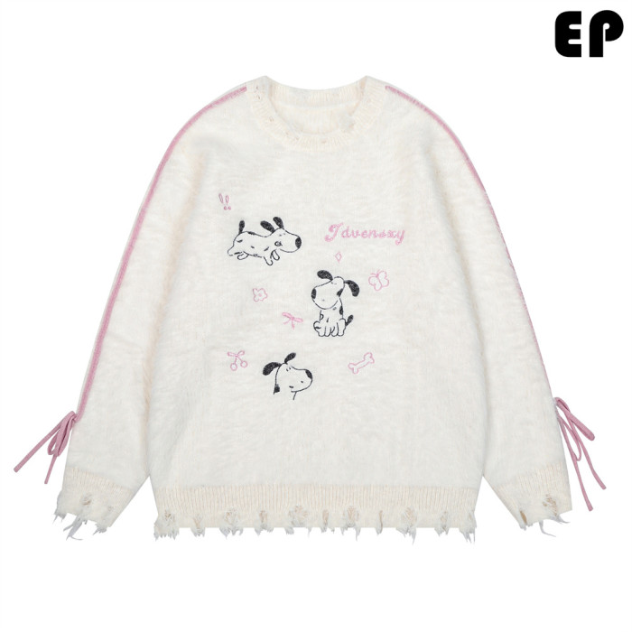 Women Knitted Sweater Pullover Pullover Cardigan Ripped Top