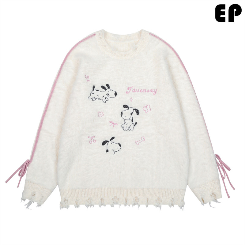 Women Knitted Sweater Pullover Pullover Cardigan Ripped Top