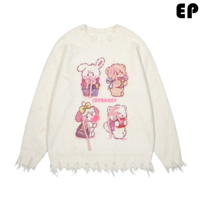 Women Knitted Sweater Pullover Pullover Cardigan Ripped Top