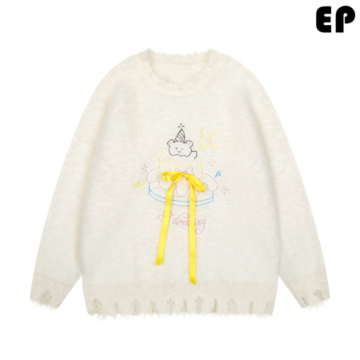 Women Knitted Sweater Pullover Pullover Cardigan Ripped Top