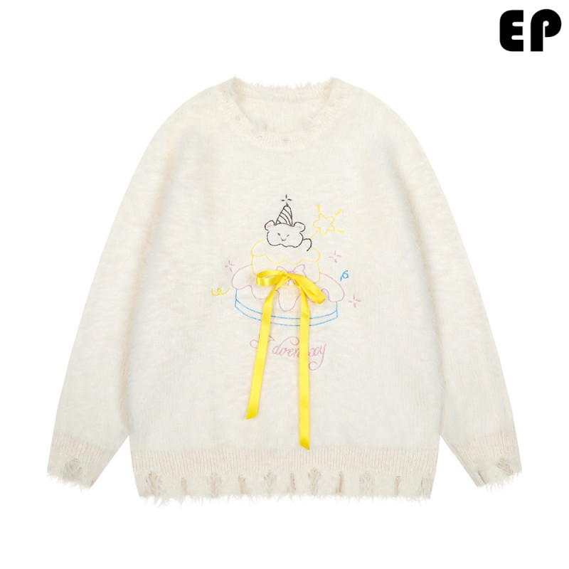 Women Knitted Sweater Pullover Pullover Cardigan Ripped Top